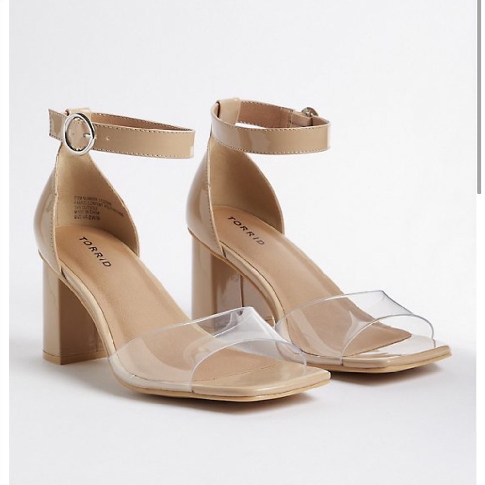 Torrid clear strap block heel
